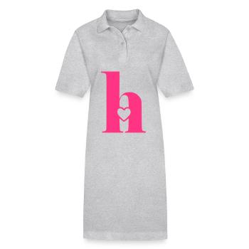 Lettre h Lettre initiale avec coeur - Robe polo bio PAIGER Stanley/Stella Femme - gris chiné - Devant