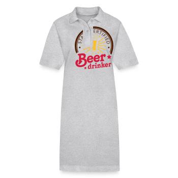 state certified beer drinker - Stanley/Stella PAIGER Organic Women’s Polo Dress - heather grey - Front