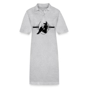 Silhouette de femme célébrant la consommation de bouteille - Robe polo bio PAIGER Stanley/Stella Femme - gris chiné - Devant