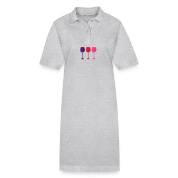 Wein Symbol Rotwein Glas - Stanley/Stella Frauen Bio-Polokleid PAIGER - Grau meliert - Vorne