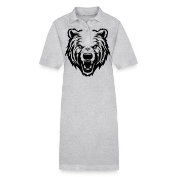 Grizzly Bär Kopf - Stanley/Stella Frauen Bio-Polokleid PAIGER - Grau meliert - Vorne