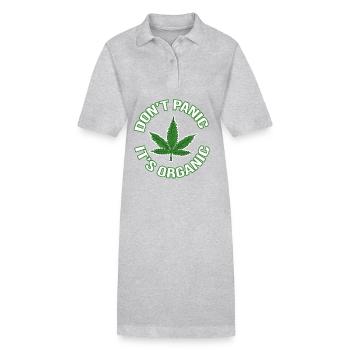 Weed, Hemp, Leaf, Smoke - Don't panic, it's organic - Stanley/Stella PAIGER Organic Women’s Polo Dress - heather grey - Front