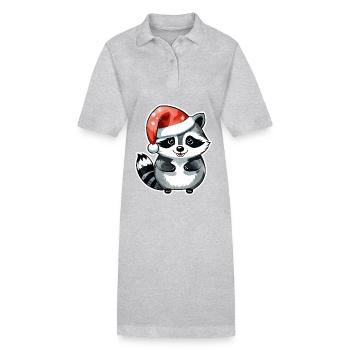 Waschbär Weihnachten Wasserfarben - Stanley/Stella Frauen Bio-Polokleid PAIGER - Schwarz - Vorne