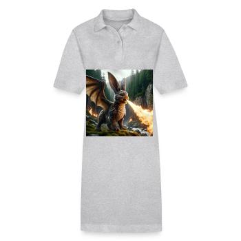 Dragon lapin cracheur de feu #13 - Robe polo bio PAIGER Stanley/Stella Femme - gris chiné - Devant