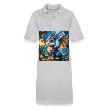 Feuerspeiender Hase Drache #02 - Stanley/Stella Frauen Bio-Polokleid PAIGER - Grau meliert - Vorne
