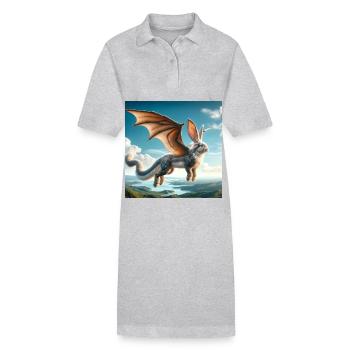 Fliegender Hase Drache #02 - Stanley/Stella Frauen Bio-Polokleid PAIGER - Grau meliert - Vorne