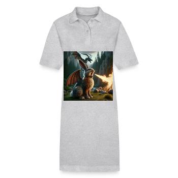 Feuerspeiender Hase Drache #21 - Stanley/Stella Frauen Bio-Polokleid PAIGER - Grau meliert - Vorne