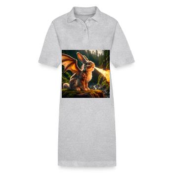 Feuerspeiender Hase Drache #22 - Stanley/Stella Frauen Bio-Polokleid PAIGER - Grau meliert - Vorne