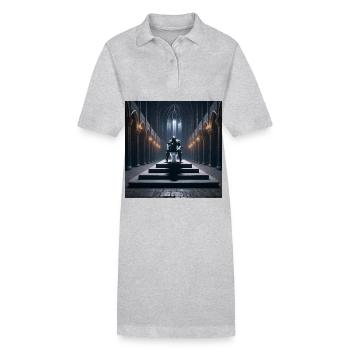 Fart Souls - Hollow Knight on Porcelain Throne #06 - Stanley/Stella PAIGER Organic Women’s Polo Dress - heather grey - Front
