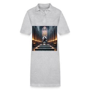 Fart Souls - Hollow Knight on Porcelain Throne #01 - Stanley/Stella PAIGER Organic Women’s Polo Dress - heather grey - Front