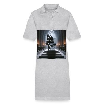 Fart Souls - Hollow Knight on Porcelain Throne #05 - Stanley/Stella PAIGER Organic Women’s Polo Dress - heather grey - Front