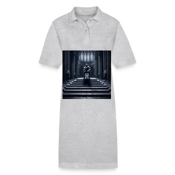Fart Souls - Hollow Knight on Porcelain Throne #12 - Stanley/Stella PAIGER Organic Women’s Polo Dress - heather grey - Front