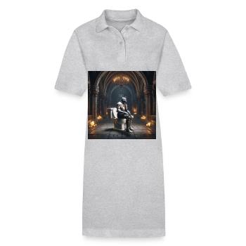 Fart Souls - Hollow Knight on Porcelain Throne #02 - Stanley/Stella PAIGER Organic Women’s Polo Dress - heather grey - Front
