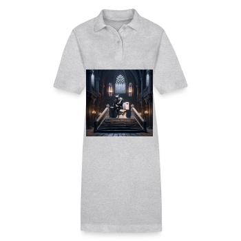 Fart Souls - Hollow Knight on Porcelain Throne #04 - Stanley/Stella PAIGER Organic Women’s Polo Dress - heather grey - Front