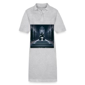 Fart Souls - Hollow Knight on Porcelain Throne #08 - Stanley/Stella PAIGER Organic Women’s Polo Dress - heather grey - Front