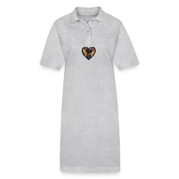 Pinscher Hund Herz Love - Stanley/Stella Frauen Bio-Polokleid PAIGER - Grau meliert - Vorne