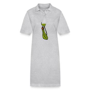 Carnivorous Plant Fly Pitcher Plant - Stanley/Stella PAIGER Organic Women’s Polo Dress - heather grey - Front