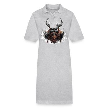 Viking Odin Skull - Stanley/Stella PAIGER Organic Women’s Polo Dress - heather grey - Front