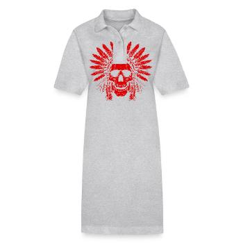 Indianer Totenkopf - Stanley/Stella Frauen Bio-Polokleid PAIGER - Grau meliert - Vorne