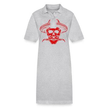 Mexikaner Totenkopf Sombrero - Stanley/Stella Frauen Bio-Polokleid PAIGER - Grau meliert - Vorne