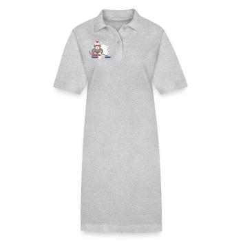 Sock Monkey Curling - Stanley/Stella PAIGER Organic Women’s Polo Dress - heather grey - Front
