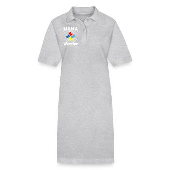 Autism Awareness Mama Of A Warrior Autism - Stanley/Stella PAIGER Organic Women’s Polo Dress - heather grey - Front