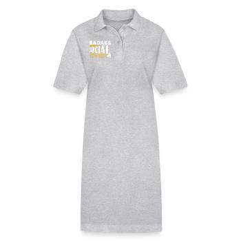 Social Worker Badass Social Worker - Stanley/Stella PAIGER Organic Women’s Polo Dress - heather grey - Front