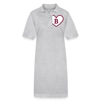 Lettre b cœur sport tendance bordeaux -idée cadeau - Robe polo bio PAIGER Stanley/Stella Femme - gris chiné - Devant