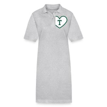 Lettre t cœur sport tendance vert - idée cadeau - Robe polo bio PAIGER Stanley/Stella Femme - gris chiné - Devant