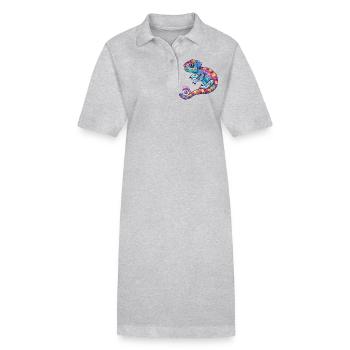 Voyage de découverte de caméléons colorés - Robe polo bio PAIGER Stanley/Stella Femme - gris chiné - Devant