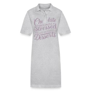 Desserts au chocolat Stress Citation de dessert drôle - Robe polo bio PAIGER Stanley/Stella Femme - gris chiné - Devant