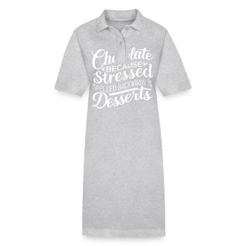 Desserts au chocolat Stress Citation de dessert drôle - Robe polo bio PAIGER Stanley/Stella Femme - gris chiné - Devant