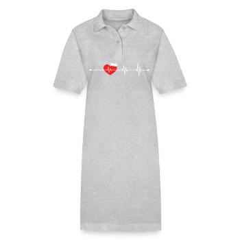 EKG Herzschlag Liebe Kardiogramm Hohles EKG Herz - Stanley/Stella Frauen Bio-Polokleid PAIGER - Grau meliert - Vorne