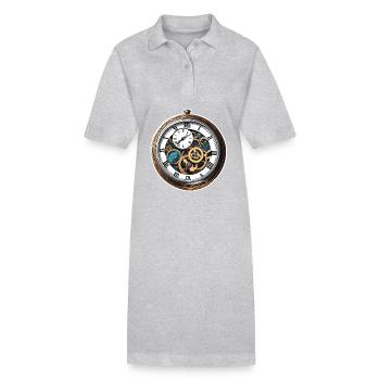 Uhr / Uhrwerk / Uhrzeit / Zeiger / Zeit / Antik - Stanley/Stella Frauen Bio-Polokleid PAIGER - Grau meliert - Vorne