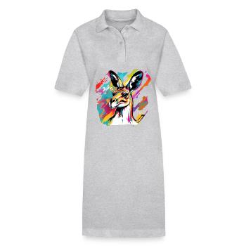 Känguru / Tier / Australien / Beuteltier / Outback - Stanley/Stella Frauen Bio-Polokleid PAIGER - Grau meliert - Vorne