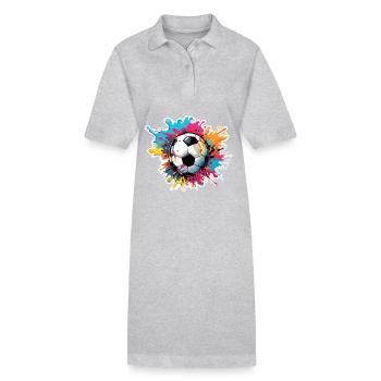 Fußball / spiel / Ball / Spielfeld / schießen - Stanley/Stella Frauen Bio-Polokleid PAIGER - Grau meliert - Vorne