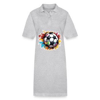 Fußball / spiel / Ball / Spielfeld / schießen - Stanley/Stella Frauen Bio-Polokleid PAIGER - Grau meliert - Vorne