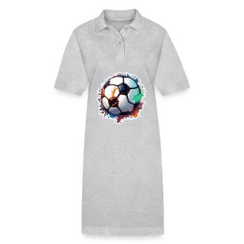Fußball / spiel / Ball / Spielfeld / schießen - Stanley/Stella Frauen Bio-Polokleid PAIGER - Grau meliert - Vorne