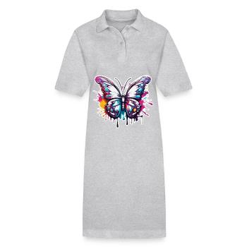 Butterfly / Animal / Insect / Flying / Summer - Stanley/Stella PAIGER Organic Women’s Polo Dress - heather grey - Front