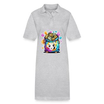 Geldsack / Scheine / Münzen / Zaster / Vermögen - Stanley/Stella Frauen Bio-Polokleid PAIGER - Grau meliert - Vorne