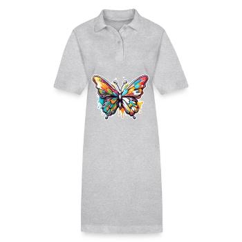 Butterfly / Animal / Insect / Flying / Summer - Stanley/Stella PAIGER Organic Women’s Polo Dress - heather grey - Front