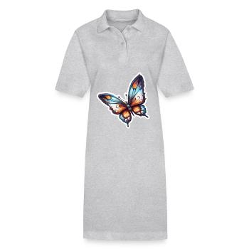 Butterfly / Animal / Insect / Flying / Summer - Stanley/Stella PAIGER Organic Women’s Polo Dress - heather grey - Front