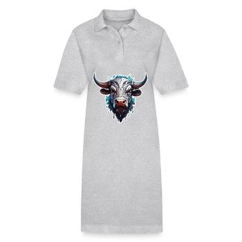 Stier / Bulle / Tier / Hörner / Stierkampf - Stanley/Stella Frauen Bio-Polokleid PAIGER - Grau meliert - Vorne
