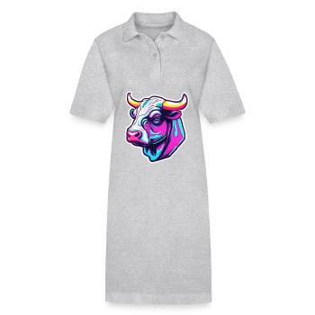 Stier / Bulle / Tier / Hörner / Stierkampf - Stanley/Stella Frauen Bio-Polokleid PAIGER - Grau meliert - Vorne