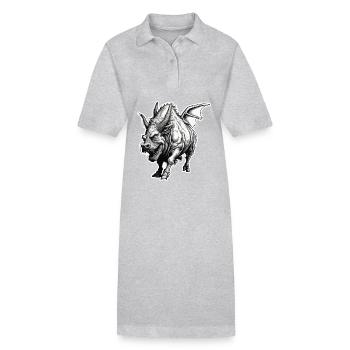 Stier / Bulle / Tier / Hörner / Stierkampf - Stanley/Stella Frauen Bio-Polokleid PAIGER - Grau meliert - Vorne