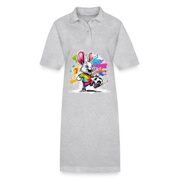 Soccer Bunny / Animal / Soccer / Goal / Sports - Stanley/Stella PAIGER Organic Women’s Polo Dress - heather grey - Front