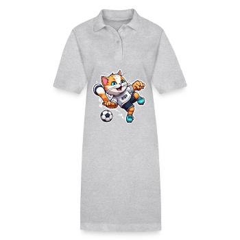 Soccer Cat / Animal / Soccer / Goal / Sports - Stanley/Stella PAIGER Organic Women’s Polo Dress - heather grey - Front