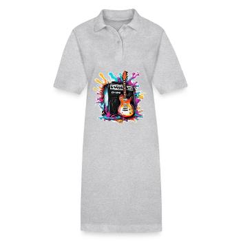 Rock n roll / Guitare / Musique / Instrument - Robe polo bio PAIGER Stanley/Stella Femme - gris chiné - Devant