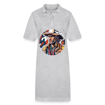 Cowboy / Far West / Désert / Lasso / Rodéo - Robe polo bio PAIGER Stanley/Stella Femme - gris chiné - Devant