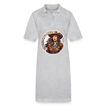 Cow Girl / Wilde Westen / Wüste / Lasso / Rodeo - Stanley/Stella Frauen Bio-Polokleid PAIGER - Grau meliert - Vorne